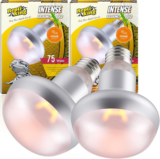 Reptile Heat Lamp, 2 Pack 75W Intense Basking Bulbs Light for Reptiles, UVA Daylight Basking Light for Bearded Dragon, Lizard, Gecko,Turtle, Reptile Heat Bulb