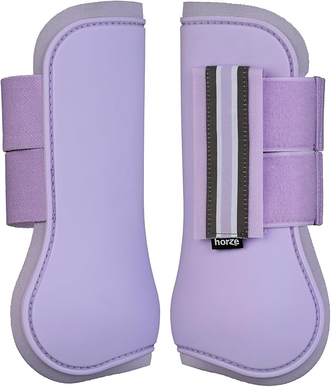 HORZE Adepto Open Front Tendon Boots | Durable Shell with Neoprene Lining - Languid Lavender Purple - Warmblood