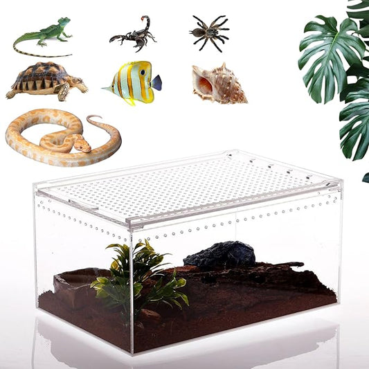 Magnetic Reptile Terrarium Tarantula Enclosure 12 x 8 x 6 In Reptile Enclosure Large Acrylic Reptiles Breeding Box for Snake,Hermit Crab,Frog Insect Tarantulas Amphibians