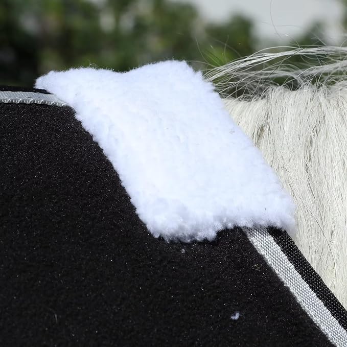 LEAFOREST Horse Fleece Blanket Polar Fleece Cooler Liner Soft Exercise Blankets for Horses Moisture Wicking Sheet in The Barn, Stable, Stall, Pasture, Paddock Black 66 inches