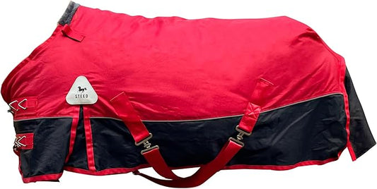 Horse Care Blanket Foal Mini Horse Size 47"-55" Winter 1200D Premium Turnout Horse Blanket with 220g Polyfill,Medium Weight Waterproof Sheets (Red, US 47 inch (EU 90 cm))