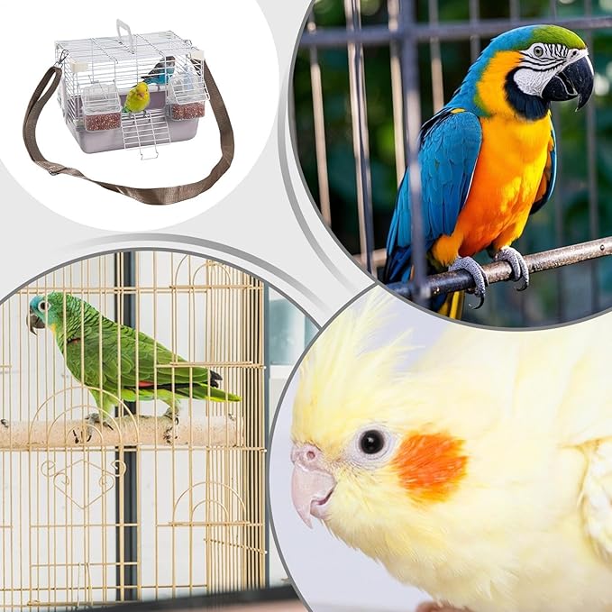 Portable Bird Cage - Heavy-Duty Travel Carrier, Convenient Handle, Small Animal Housing, Durable Pet Enclosure | Safe Transport Cage for Cockatiels Budgies Peony Pearl Munias Travel Home