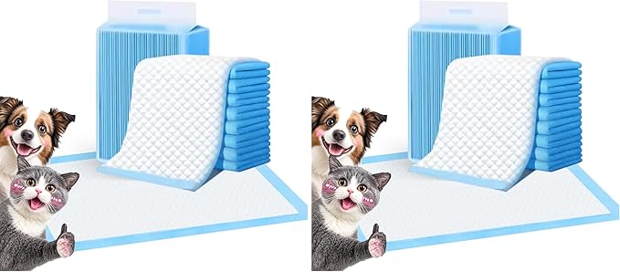 Super Absorbent Waterproof Dog and Puppy Pet Training Pad, Housebreaking Pet Pad, 100-Count Extra Small-Size, 17’’X23.6’’, Blue (Pack of 2)