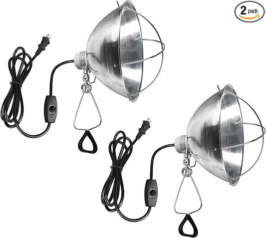 Simple Deluxe Clamp Lamp Light with Ceramic Base, 10.5 Inch Aluminum Reflector and 6 Feet Power Cord for Heat Lamp & Work Light, 2-Pack