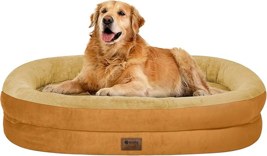 Orthopedic Dog Bed for Large Dogs, Waterproof Dog Bed for Large Size Dogs with Bolsters, Egg Crate Foam Sofa Bed with Washable Removable Cover & Non-Slip Bottom, Orange