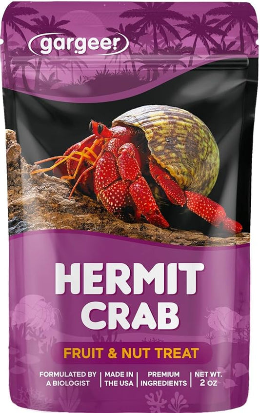 Gargeer Hermit Crab Fruit and Nuts Treat. Non-GMO Yummy Premium Ingredients, to Meet All Nutritional Needs. 2oz Granular Textured ‘Surprise Your Crab’ Meal. Enjoy!