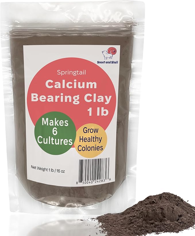 Snout and Shell Springtail Calcium Bearing Clay - 1 lb | Ideal for Culturing Springtails, Reptile and Amphibian Terrariums, and Natural Habitat Cleanup Crew