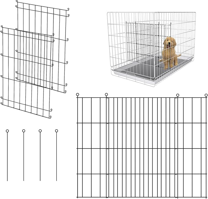 Dog Crate Divider Panel - 2 Pack Black Metal, Compatible with 24"-32" & Other Crate Sizes, 16.92" H x Adjustable Width 11.81"-20.86"(Dog Crate NOT Included)