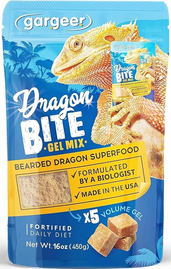 Gargeer 16oz Bearded Dragon Food. Complete Gel Diet for Both Juveniles and Adults. Proudly Made in The USA, Using Premium Ingredients, Fortified Gourmet Formula. Enjoy!
