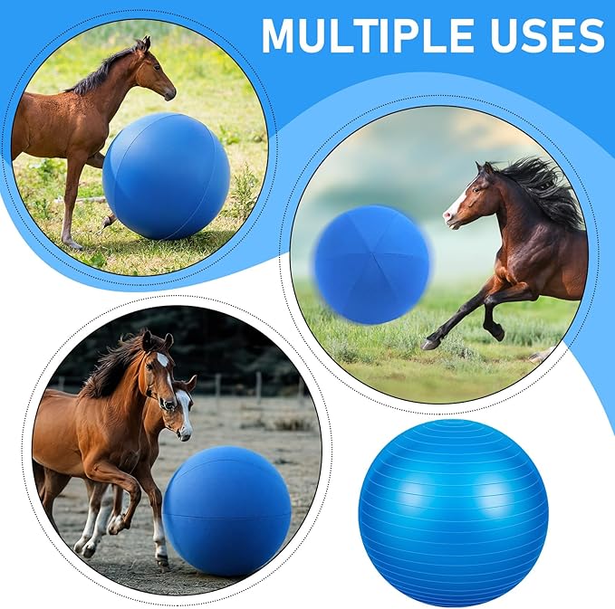 48 Inch Giant Herding Ball with Cover Anti Burst Ball Please Watch VCR for How to Inflation Large Horse Toys for Horse Stable Entertainment Play, Pump Included (Blue)
