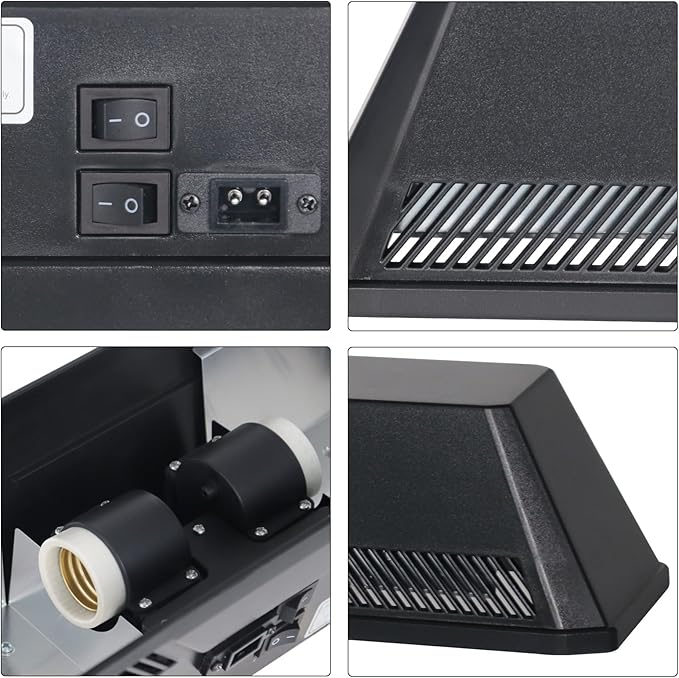 Dual Reptile Light Fixture Reptile Heat Lamp Fixture with Separate Switches Fit,150W Max - E26 Socket for Heat & UVB Lamps, Heat Bulb for Reptile Glass Terrariums