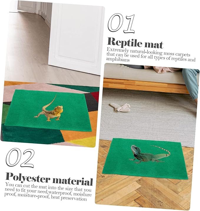 balacoo 2pcs Reptile Tank Decor Frog Lizard Tortoise Mat Decorative Hides for Enclosure