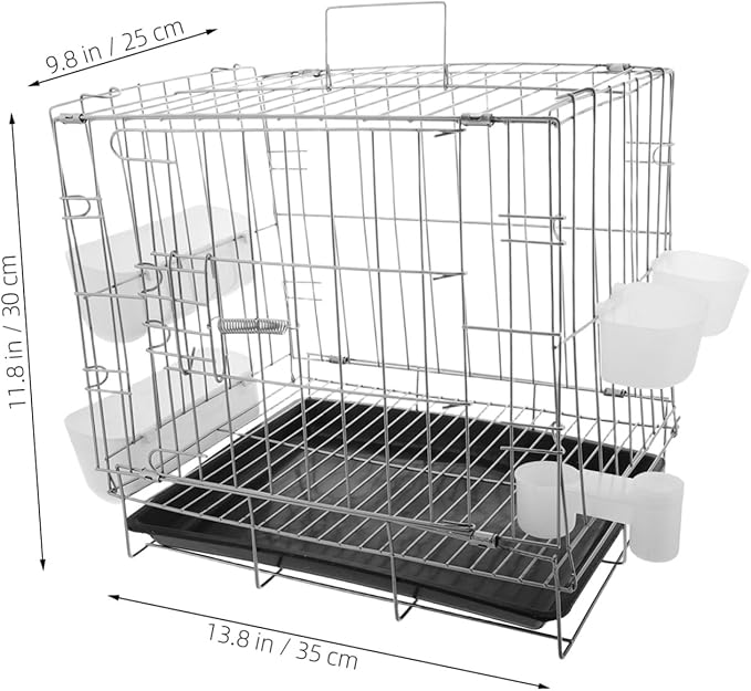 POPETPOP Parrot Portable Breeding Cage Removable Tray and Feeder for Pigeons Canaries Cockatiels and Lovebirds Easy to Clean and Transport