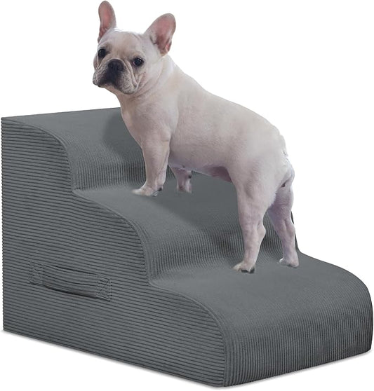 Mesa Lemon Dog Stairs & Steps for High Beds, 3 Steps High Density Foam Waterproof Dog Ramp for Small Dogs and Cats, Pet Stairs with Removable Washable Cover for Bed, Couch, Sofa and Car (H:16")