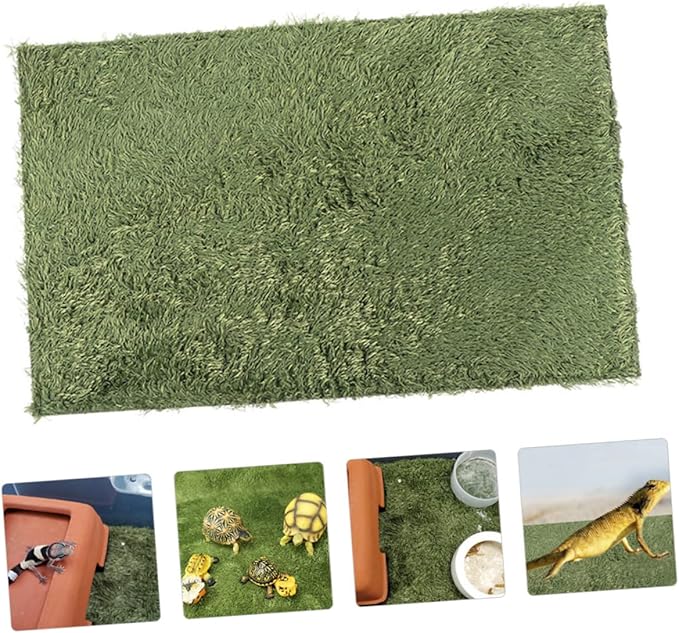 COLLBATH Reptile Cage Mat Fake Lawn Shaped Mat Washable Crawl Pets Pad Tortoise Accessories Absorbent Double-Sided Reptile Decor