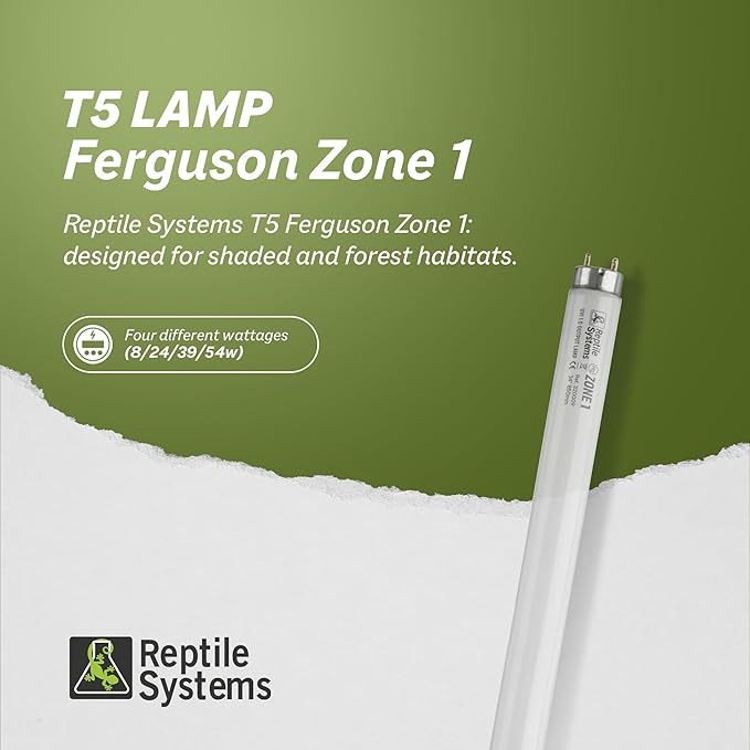 Reptile Systems T5 Ferguson Zone 1 Reptile Lamp – 12-in, 8-watt – Light for Reptiles, Chameleons & Geckos – Ideal for Tanks & Vivariums