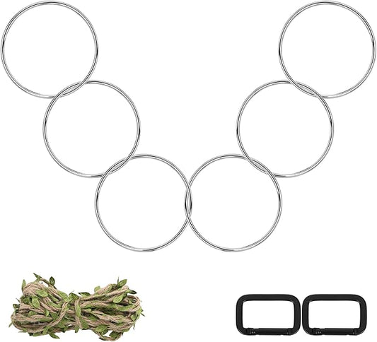 Snake Climbing Rings for Ball Python, Snake Climbing Accessories Ball Python Enrichment with 6 Rings, 1 Five-Meter Rope and 2 Climbing Buckles