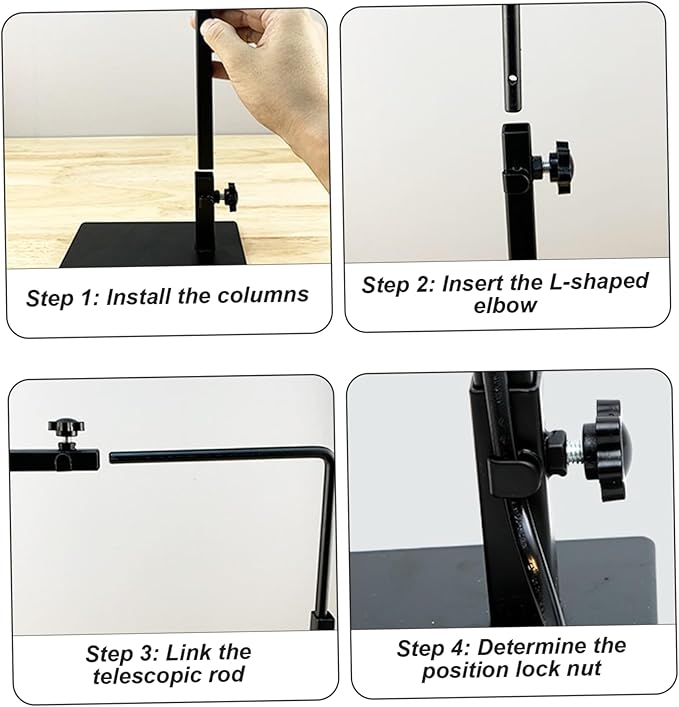 Reptile Lamp Stand Detachable & Extendable Metal Aquarium Light Riser with Hook and Stand Width Height Adjustable for Amphibian Terrarium Aquarium Tank|Terrarium Heat Lamps Mats