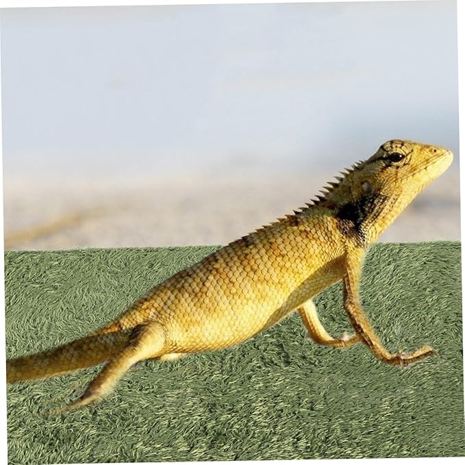 Happyyami Realistic Fake Grass Iguana Cage Decor Turtle Aquarium Reptile Tank Background Heat-Preserving Reptile Supply