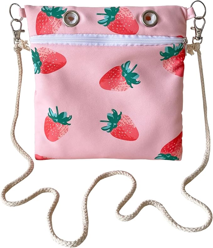 Handmade Faux Rabbit Fur Sugar Glider Bonding Carry Pouch Portable Small Animal Carrier Bag Small Animal Bonding Crossbody Strap for Hamster Rat Gerbil Other Small Pet Sleeping Bag with Vent (Pink)