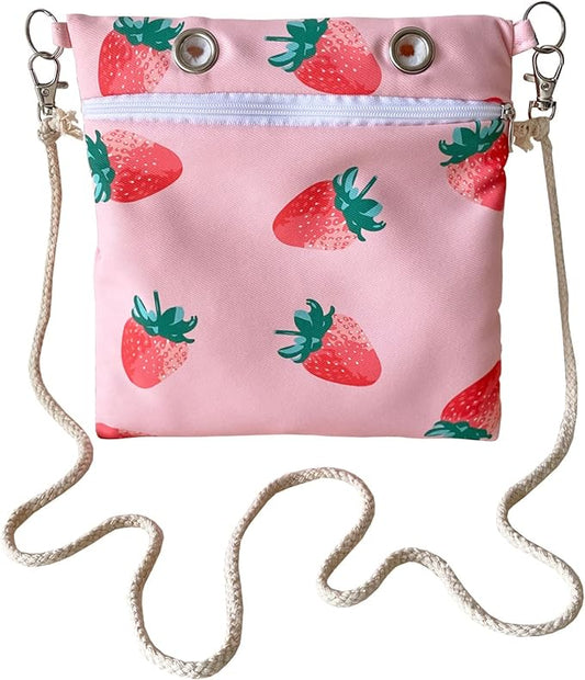 Handmade Faux Rabbit Fur Sugar Glider Bonding Carry Pouch Portable Small Animal Carrier Bag Small Animal Bonding Crossbody Strap for Hamster Rat Gerbil Other Small Pet Sleeping Bag with Vent (Pink)