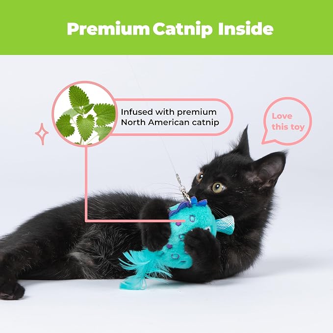 Best Pet Supplies Catify Interactive Cat Toy with Catnip - Fluffy Fish Set - Image 2