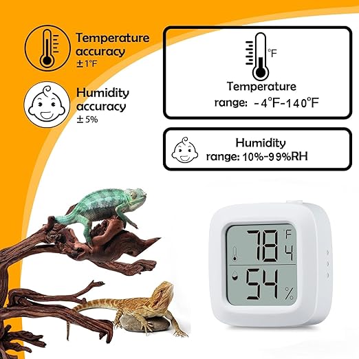 Reptile Tank Thermometer, Mini Digital Hygrometer Thermometer Gauge, Indoor Outdoor Temperature Humidity Meter for Greenhouse Humidors Incubators Reptile Terrarium Jars, Fahrenheit (℉) or Celsius(℃)