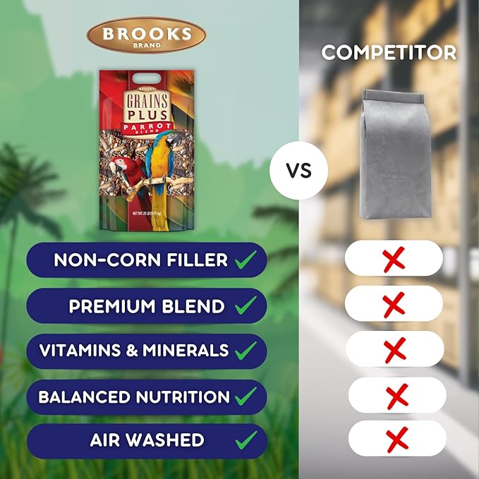Grains Plus Parrot Blend, Bird Food Parrot Seed Mix, African Grey Food, Eclectus, Indian Ringneck, Quaker