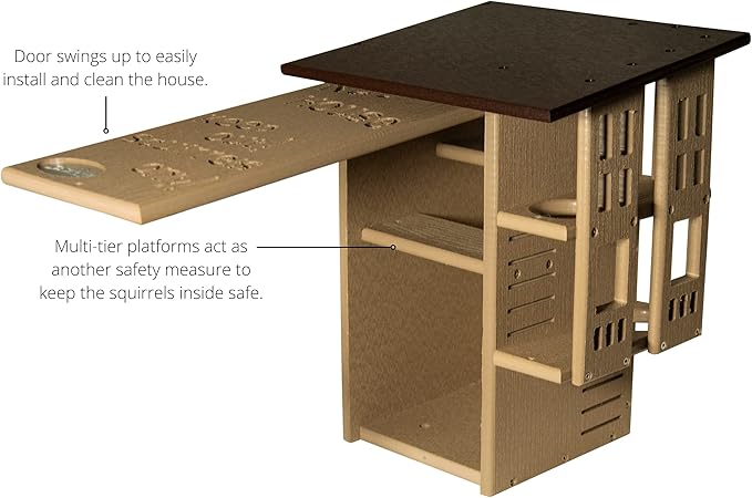 JCS Wildlife Brown & Tan Ultimate Squirrel House Nesting Box - A Perfect Playground and House for Your Squirrels - Squirrel Nesting Box - Made in the USA