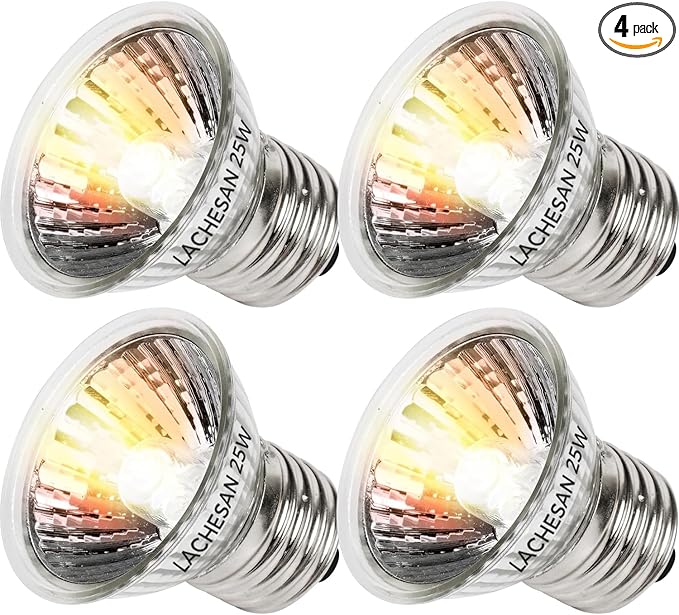 4-Pack 25W UVA Bulbs, Fit E26 Heat Reptile Lamp, Light Turtle Heat Lamp for Reptiles and Amphibian Tanks, Terrariums and Cages, Works with Various Lamp Fixtures