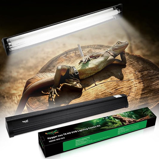 UVB Light for Reptiles Bearded Dragon, T8 UVB Reptile Light Fixture HO UVB Bulb Lighting Combo Kit 10.0 18W UVA UVB Reptile Light Bulb Terrarium Lamp Tube Bar for Snake Gecko Turtle Lizard, 24 Inch