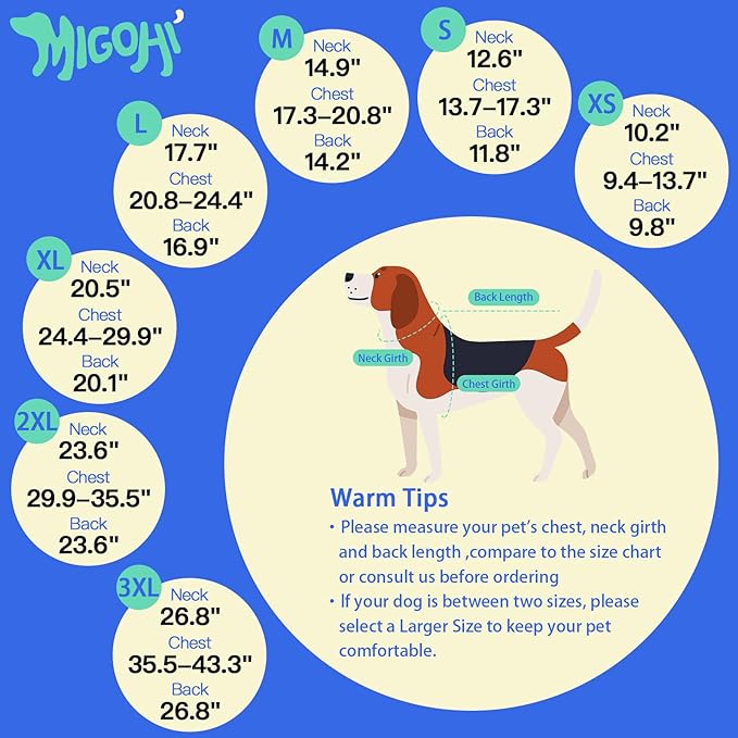 MIGOHI Thermal Large Dog Fleece Jacket - Rainproof Coat for Large Dogs, Thick Dog Winter Coat,Snow Jacket for Dogs Windproof for Hunting Camping,Windy Chilly Days,Doberman,Great Dane,3XL,ArmyGreen