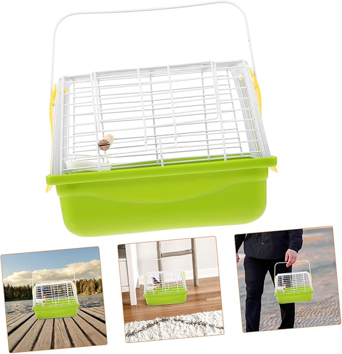 Portable Metal Bird Carrier Cage with Comfortable Handle Breathable Wire Structure for Parrots and Parakeets Lightweight Travel Cage for Outdoor Trips and Car Seat Use Easy to