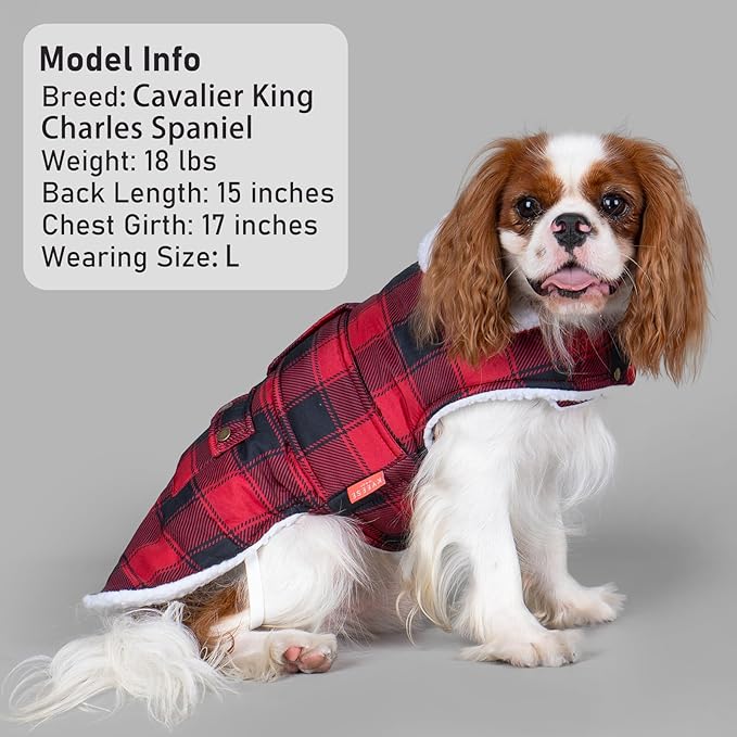 KYEESE Dog Coat Waterproof Dogs Jacket with Fleece Lined Soft Pet Sweater for Cold Weather Windproof Dog Coats for Small Dogs Thick Pets Clothes with Pocket Warm Pet Winter Puffer Coat with Leash Hole