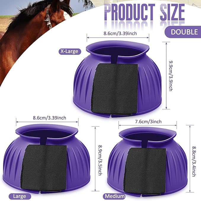 Abbylike Bell Boots for Horses 1 Pair/2 Pair Available, Protect Against Hoof Impact Trauma, Rubber Bell Boots Horse Care for Turnout, No Rub Design Wrap Hook and Loop