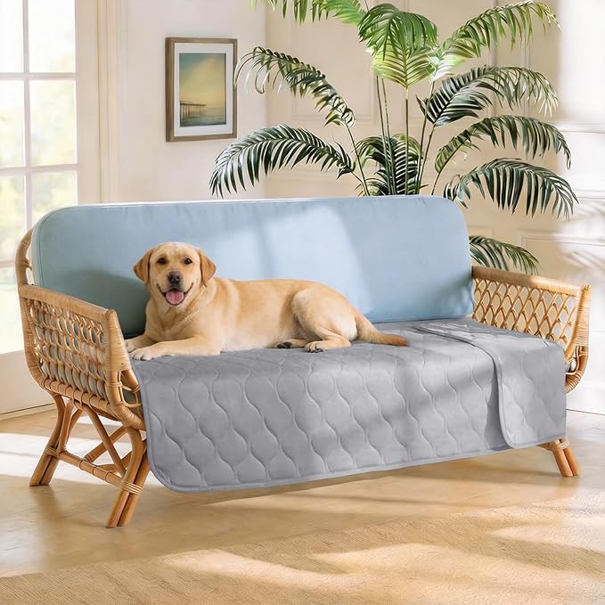 Luciphia Waterproof Cooling Mat for Dogs Couch Cover Q-MAX>0.5, Leakproof Pet Pad Non-Slip Throw Blanket for Cat Puppy Crate Bed Protector Outdoor (Cloud Grey, 30x70 inches)