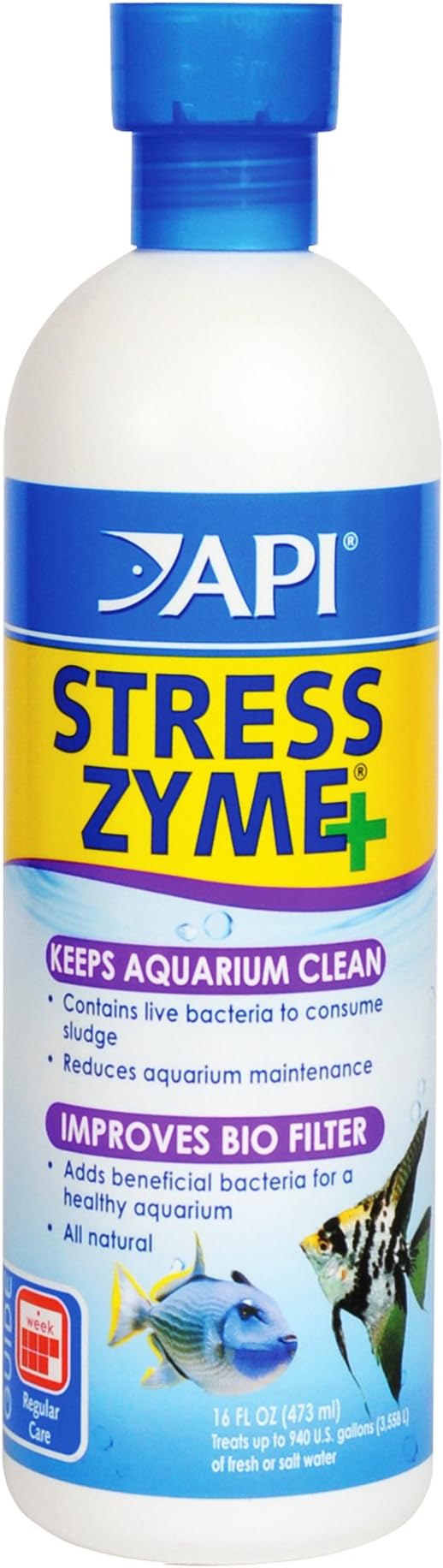 API MELAFIX Freshwater Fish Bacterial Infection Remedy 16-Ounce Bottle & Stress Zyme Freshwater and Saltwater Aquarium Cleaning Solution 16-Ounce Bottle