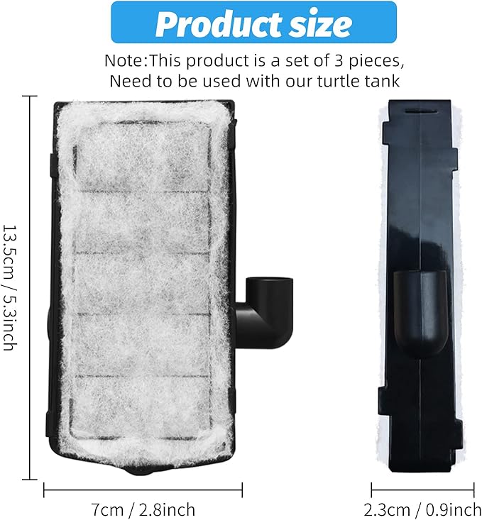 3 Pieces Set - Integrated Turtle Tank Filtration Accessories