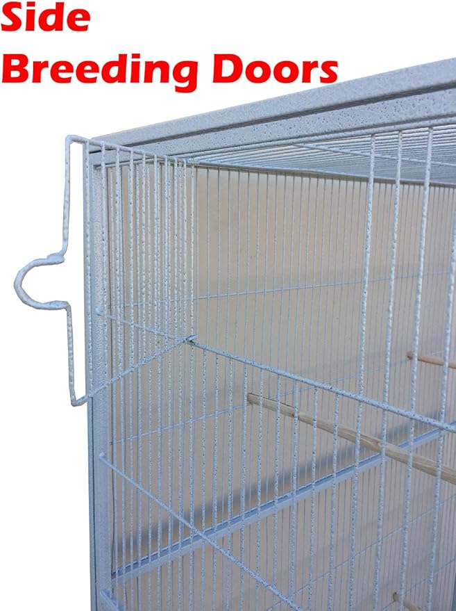 64" Extra Large Wrought Iron Side Nesting Box Doors for Flight Breeding Canary Parakeet Cockatiel Lovebird Finch Bird Flight Home Cage Easy to Clean Pull Out Tray with Removable Rolling Stand