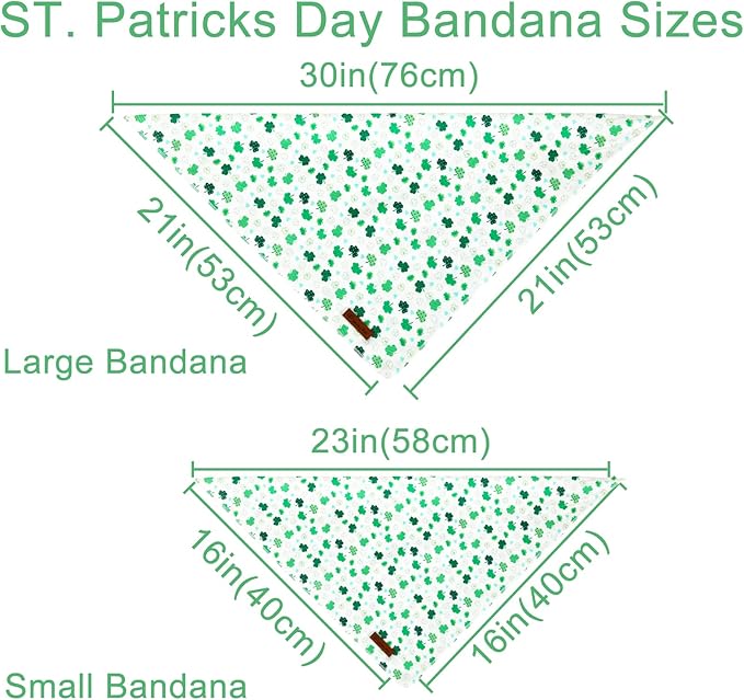 St. Patrick's Dog Bandana, Shamrock Triangle Bid Scarf for Small Medium Pets, Cotton Kerchief for Girl Boy Dogs or Cats, Cute Spring Green Puppy Bandana