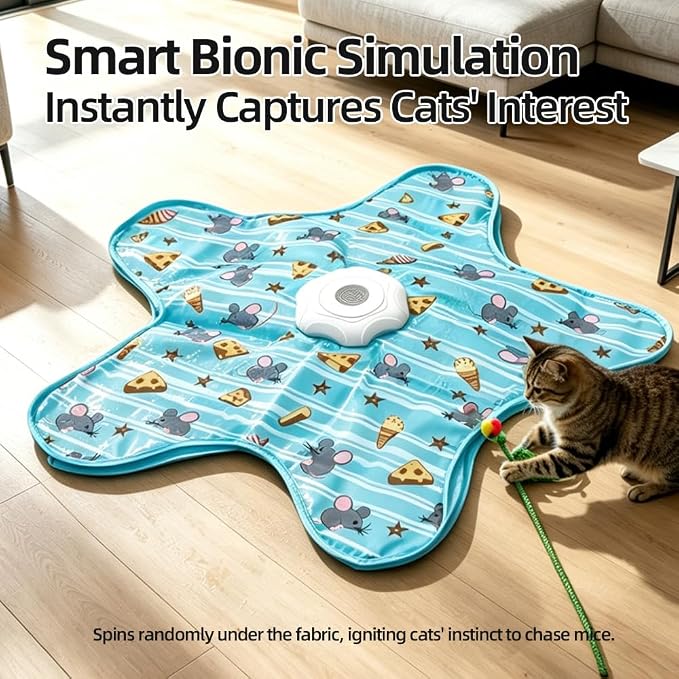 Interactive Cat Toy for Indoor Cats - Rechargeable Automatic Feather Wand with Motion Sensor, 3 Play Modes, Squeaky Mouse Sound, Hide & Seek Exercise Toy for Bored Kittens & Adult Cats (Mouse) - Image 2