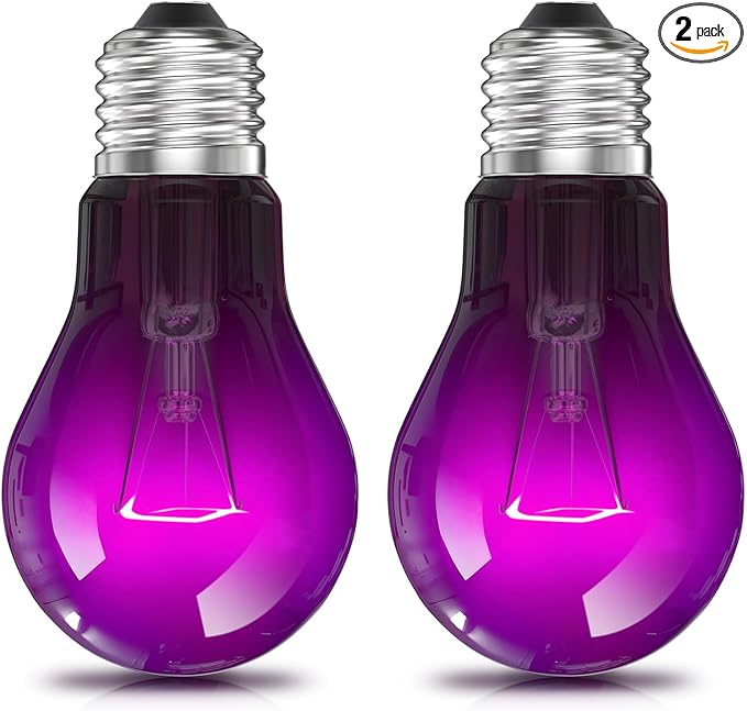 Lustaled Reptile Heat Lamp Bulbs-50W Reptile Night Heat Bulb E26 Terrarium Heat Lamp Simulate Natural Moon Purple Light for Snake Bearded Dragon Leopard Gecko Lizard Chameleon Tortoise -2Pack
