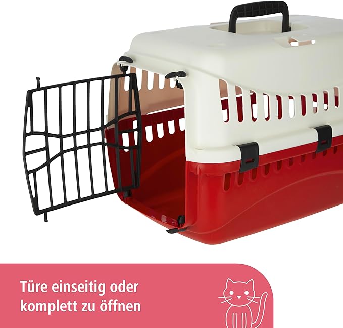 Kerbl Transport Box Expedion with Plastic Door, 45 x 30 x 30 cm, Creme/Bordeaux