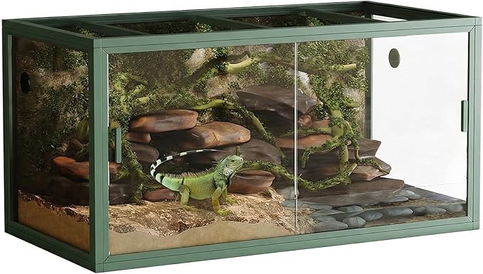 120 Gallon Bearded Dragon Tank - Front Opening Reptile Terrarium, 4x2x2 ft Reptile Tank with Screen Top for Lizard, Snake, Chameleon & Tropical Habitat