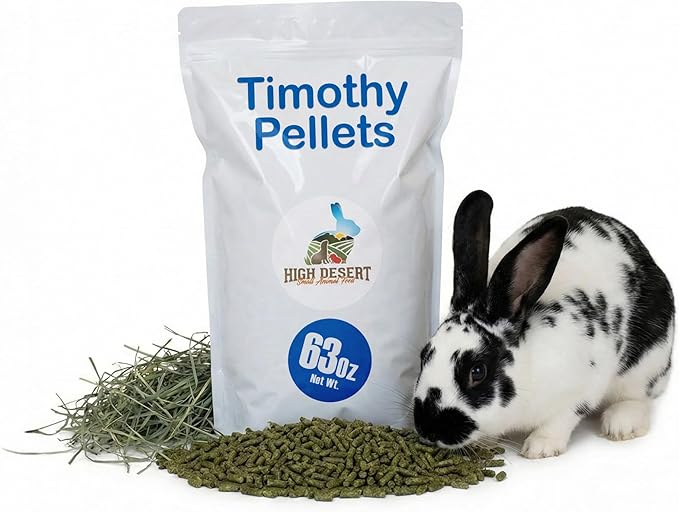 High Desert Timothy Hay Pellets for Small Pets, Natural Timothy Pellets for Daily Feeding, Rabbits, Chinchillas and Guinea Pigs Food, Balanced Fiber for Digestive Health, Small Pet Supplies, 63 oz Bag