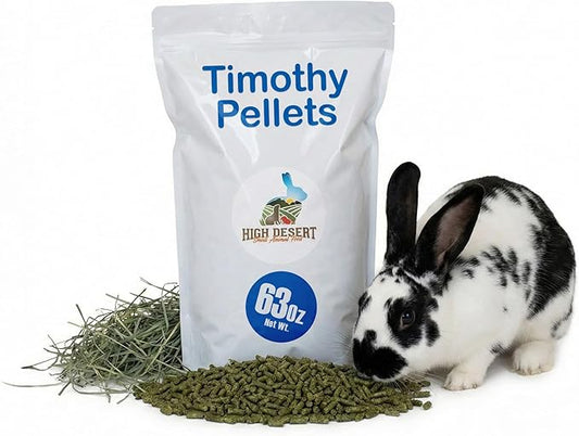 High Desert Timothy Hay Pellets for Small Pets, Natural Timothy Pellets for Daily Feeding, Rabbits, Chinchillas and Guinea Pigs Food, Balanced Fiber for Digestive Health, Small Pet Supplies, 63 oz Bag