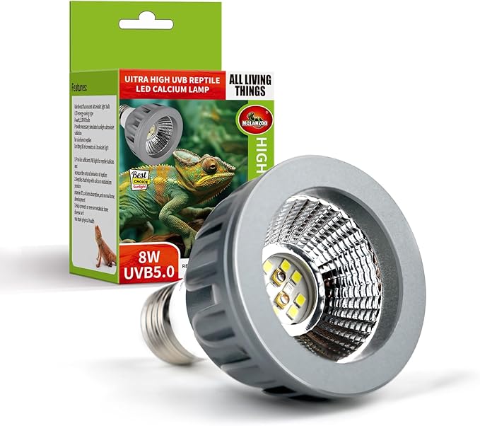 UVB Bulbs for Reptiles LED Light 8W 5.0 Full Spectrum UVB Light for Bearded Dragon,Turtle,Tortoise,Lizard,Gecko,Chameleon,Snake,Frog Tank