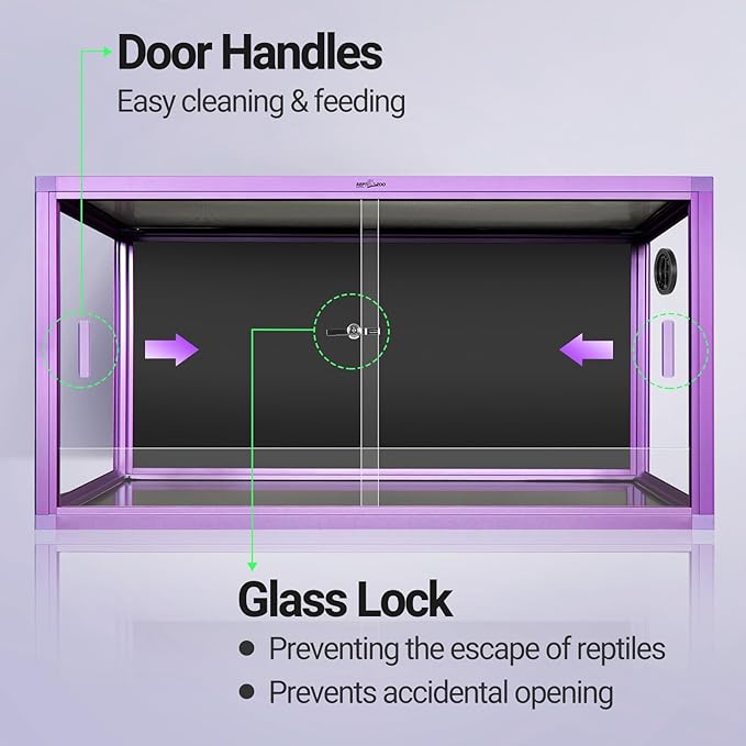 REPTI ZOO 120 Gallon Reptile Terrarium, 4x2x2 ft Light Weight Reptile Enclosure, Colored Reptiles Tank with Tempered Glass Door, Large Aluminum Habitat for Bearded Dragon, Snake, Lizard, Gecko-Purple