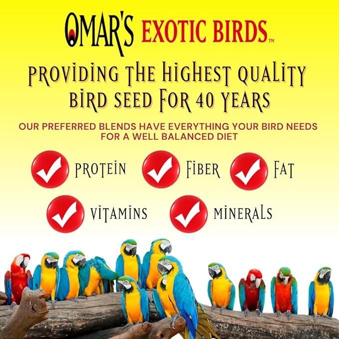 Omar's Cockatiel No Sunflower Blend 4 lb Bag, Premium Bird Seed for Cockatiels & Smaller Sized Birds