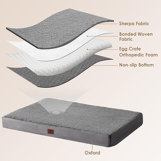 EHEYCIGA Orthopedic XXL Dog Beds for Jumbo Dogs with Removable Washable Cover, Grey, 50x36